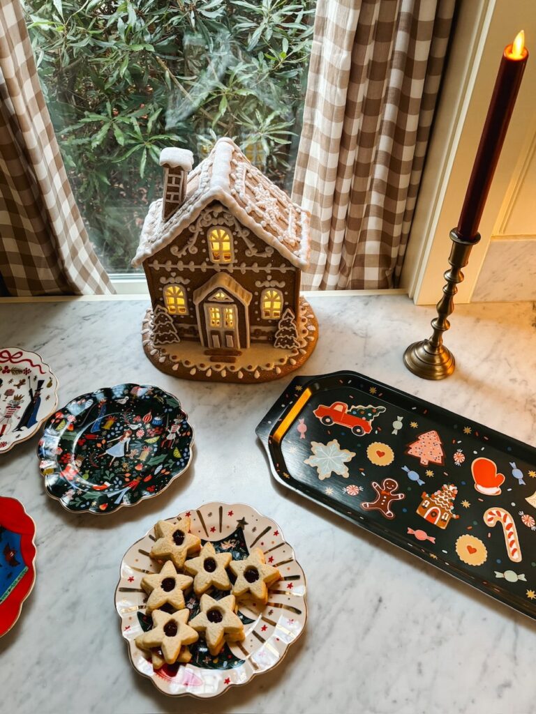 holiday tray plates gingerbread house christmas kitchen decorating the inspired room