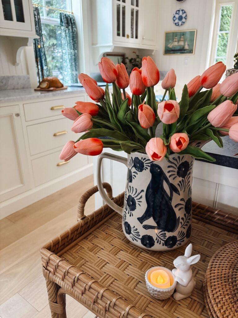 spring decorating tulips bunny pitcher the inspired room blog